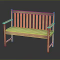 Wooden Bench Classic Design With Armrests Slatted Back And Slatted Seat