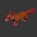Realistic Detailed Red Fur Squirrel 3D Model Standing on White Background 3d model