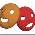 Yellow And Red Emoji Masks As Daily Life Items With Smiling And Sad Faces