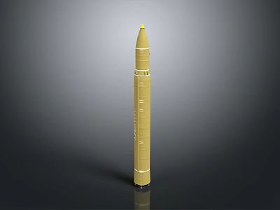 Yellow Rocket Model With White Stripes Yellow Tip And Black Base 3d model