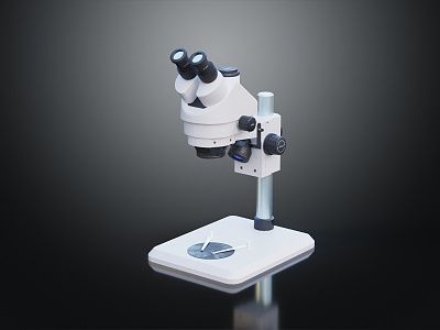 Modern microscope magnifying glass experimental equipment 3d model