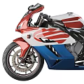 Sporty Modern Motorcycle With Red White Blue Colors