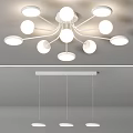 Modern Stylish Ceiling Light With Round Bulbs And Minimalist White Design 3d model
