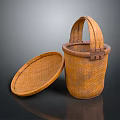 Handmade Bamboo Woven Storage Basket With Lid And Handle For Daily Use