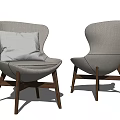 Light Gray Single Sofa with Wooden Legs and White Cushion Modern Minimalist Design