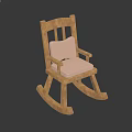 Wooden Rocking Chair With Pink Cushion For Comfortable Seating Experience