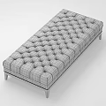 Light Gray Tufted Upholstered Ottoman With Dark Wooden Legs Modern Style