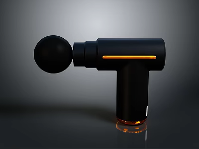 Black Massage Gun With Modern Design Orange Accents And Ergonomic Handle For Muscle Relief 3d model