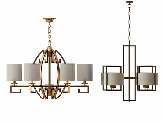 New Chinese Chandelier Combination 3d model