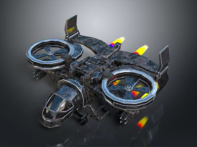 Sci Fi Multirotor Drone Flying Vehicle With Mechanical Rotors And Structure 3d model