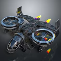 Sci Fi Multirotor Drone Flying Vehicle With Mechanical Rotors And Structure