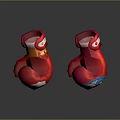 Kids Red Boxing Gloves With Cartoon Elements White Accents And Blue Details