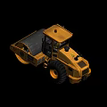 Yellow Construction Road Roller With Large Wheels For Road Compaction Work 3d model