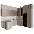 Modern Kitchen Interior With Light Wood Cabinets Island Counter And Built in Oven