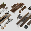 Tea Table and Chair Tea Table Tea Table Poor Table and Chair Combination 3d model