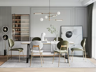 Light Luxury Dining Table and Chair Combination 3d model