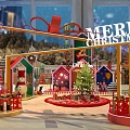 Modern Christmas Beauty Chen Set Christmas Decoration Christmas Tree Snowman Gift Box Exhibition Chen Set Beauty Chen Fawn Table Lamp Curtain Winter Mountain Tree 3d model