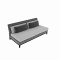 Modern Two Seater Sofa With Gray Cushions White Seat And Dark Wooden Legs