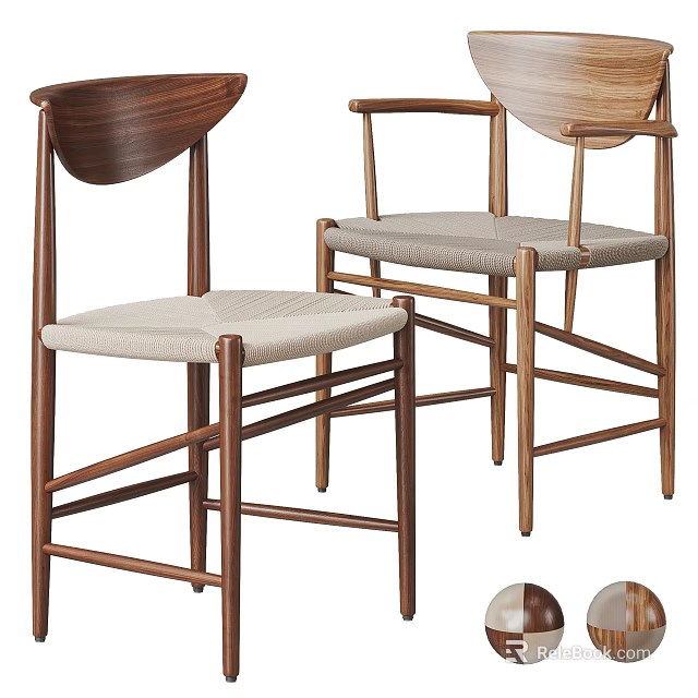 Modern Minimalist Dining Chairs With Wooden Frame Fabric Upholstered Seat And Cross Leg Design 3d model 