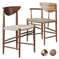 Modern Minimalist Dining Chairs With Wooden Frame Fabric Upholstered Seat And Cross Leg Design