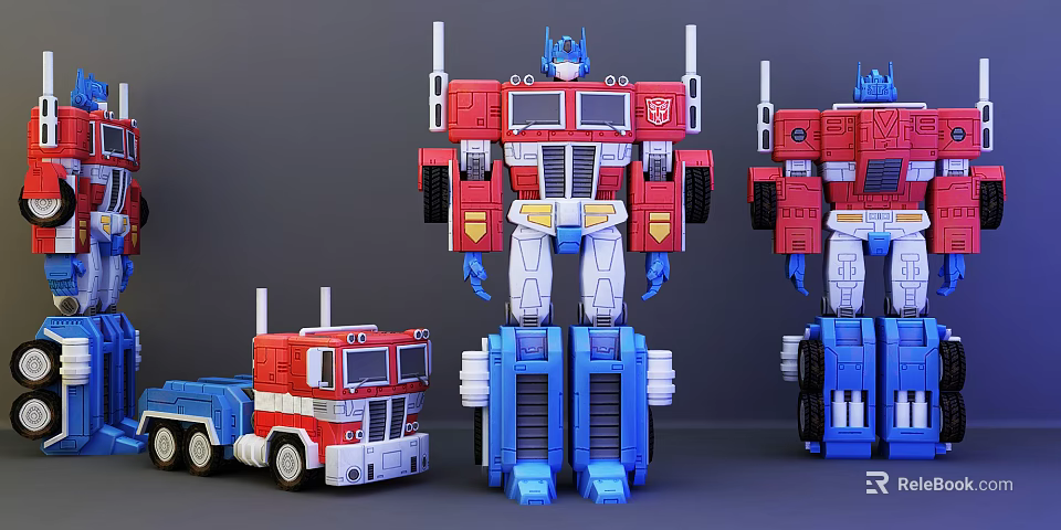 Optimus Prime Toy Figures Showcasing Robot And Truck Modes With Various Sizes 3d model 