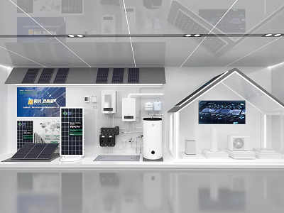 Smart Home Solar Energy System With Panels Display Screen And Equipment Setup 3d model