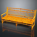 Natural Bamboo Outdoor Bench with Yellow Finish Backrest and Armrests Design