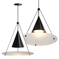 Modern Black Cone Pendant Lights with White Diffusers and Metal Frames 3d model