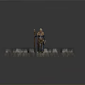 Man In Traditional Clothing With Headdress Holding Decorative Staff On Cracked Earth