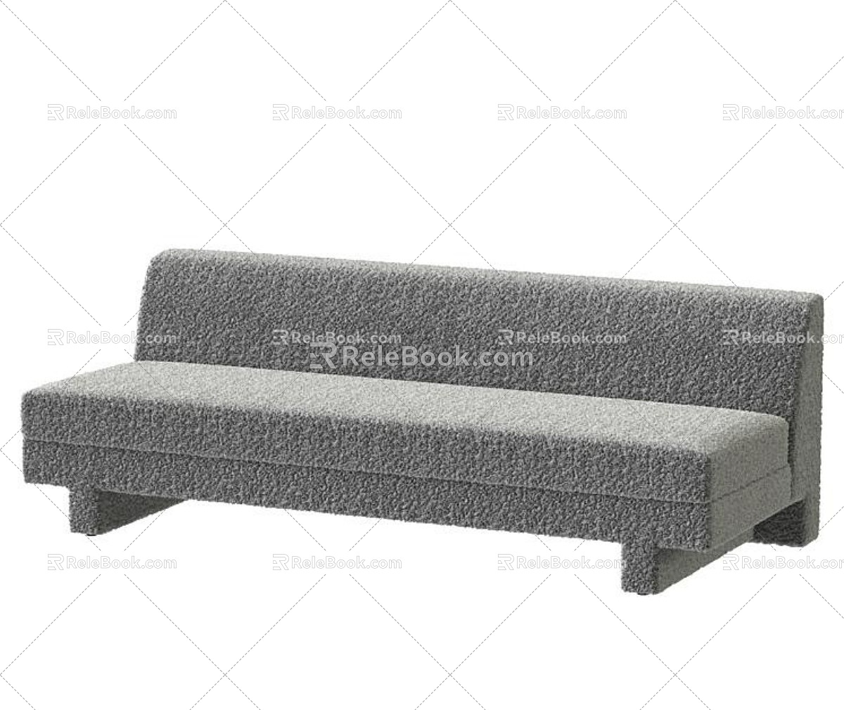 Simple soft fabric double sofa living room office gray 3d model