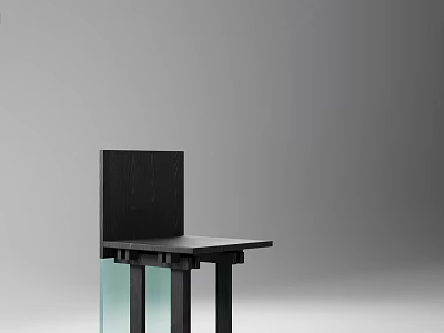 Modern Single Chair With Black Frame And Transparent Glass Legs Design 3d model