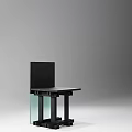 Modern Single Chair With Black Frame And Transparent Glass Legs Design