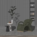 Modern single sofa leisure chair side combination 3d model