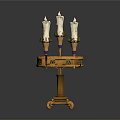 Intricate Gold Candelabra With Multiple White Candles And Decorative Base