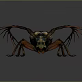 3D Insect Model With Metallic Sheen Long Antennae Red Branches Legs And Reflection On Gray