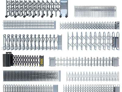 Various Retractable Gates And Fencing Designs For Security And Access Control 3d model