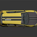 Yellow Compact Racing Car With Black Stripes And RACETECH Logo On Windows