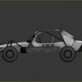White Off Road Buggy With Open Cockpit Large Tires And Roof Antenna