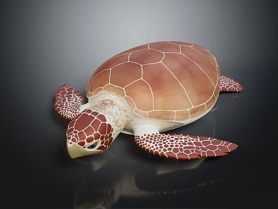 3D Rendered Brown And White Turtle With Textured Shell And Spotted Limbs On Dark Background 3d model