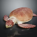 3D Rendered Brown And White Turtle With Textured Shell And Spotted Limbs On Dark Background