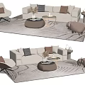 Modern Sofa Coffee Table Combination Double Sofa Leisure Chair Carpet Sofa Stool 3d model