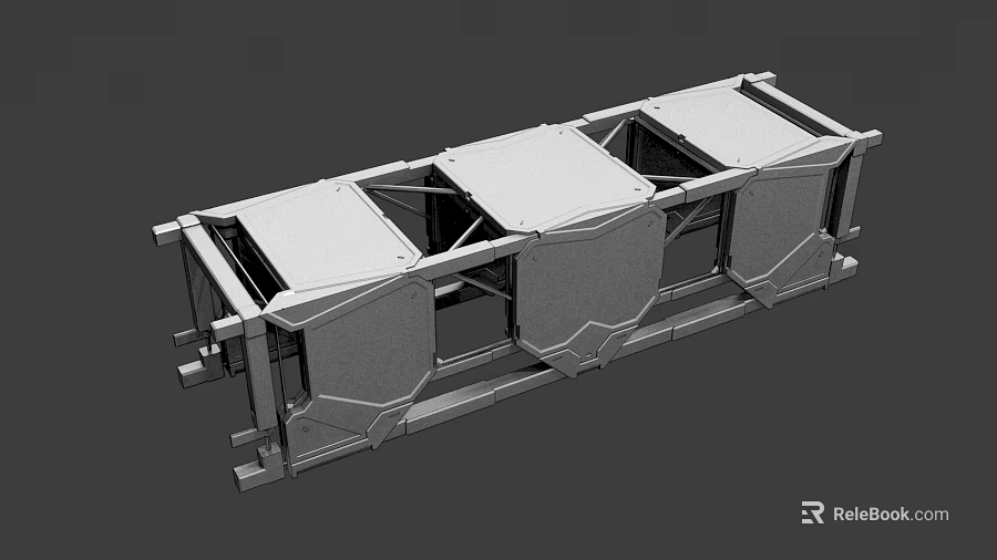 Metal Frame Structure Industrial Mechanical Design With Interconnected Panels And Supports 3d model 