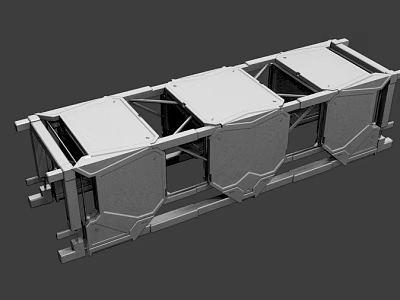 Metal Frame Structure Industrial Mechanical Design With Interconnected Panels And Supports 3d model