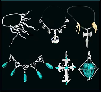 Necklace Pendant Headband Headwear Cross Pendant Magic Necklace Witch Necklace Wizard Necklace Mage Jewelry Necklace 3d model