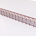 Red Metal Railing With Arched Patterns For Outdoor Balcony Staircase Decoration 3d model