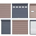 Various Roller Shutter Designs In Different Colors With Window And Stripe Patterns 3d model