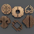 Traditional Decorative Handles With Intricate Circular Floral Cloud And Square Patterns 3d model