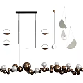 Elegant Modern Chandeliers Design With Spherical Fan shaped Brown White Hanging Lamps Decor