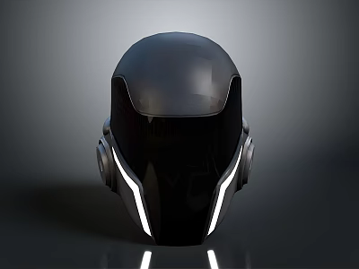 Modern Black Helmet Design With Illuminated Lines Sleek Surface And Ear Components 3d model