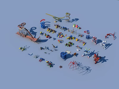 Colorful Playground Equipment Collection With Slides Swings Climbing Structures And Spinning Rides For Kids 3d model